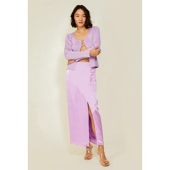 NWT! Line & Dot Lilac Satin Adelyn Midi Skirt - Size Small - Picture 5 of 10